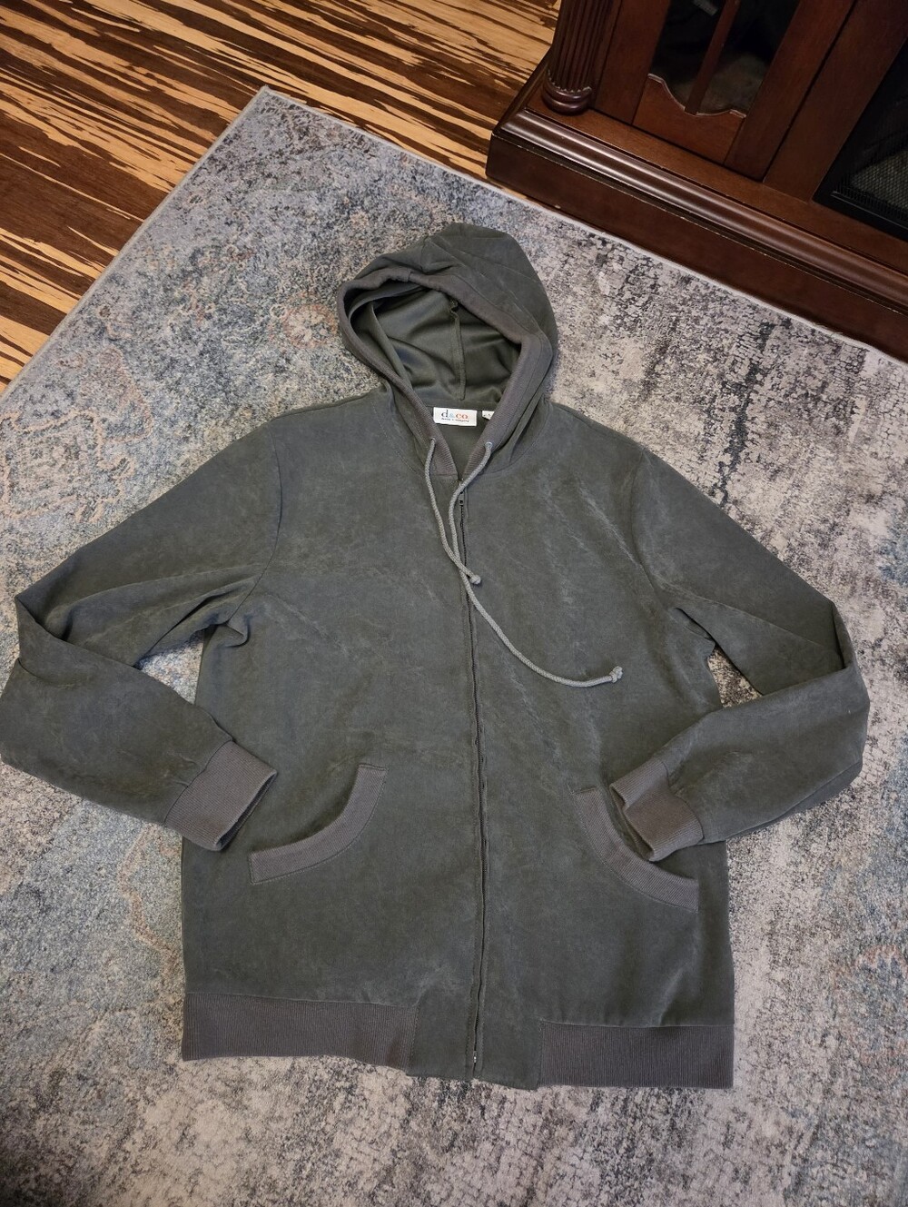 Denim & Co. Women's Hooded Jacket Olive Green Suede Size L